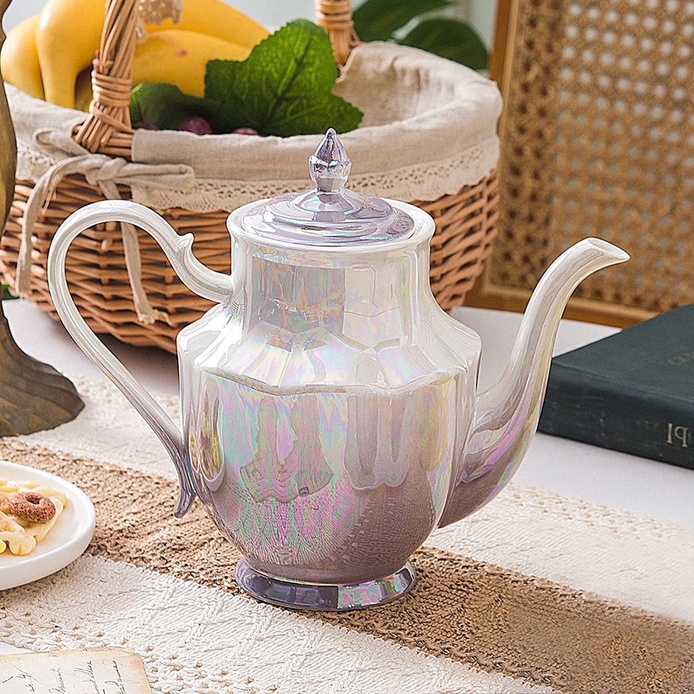 Purple ceramic teapot